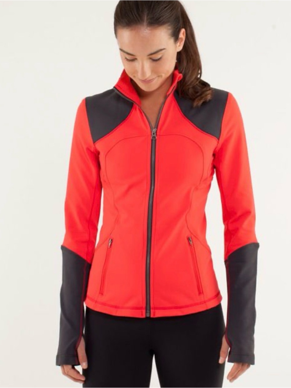 lululemon athletica Red Jacket with Black Contrast Panels